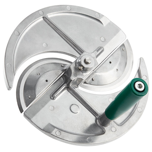 A Garde rotary fruit and vegetable slicer assembly with a green handle and circular metal blade.