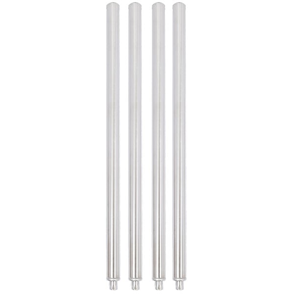 A group of silver rods with clear plastic ends.