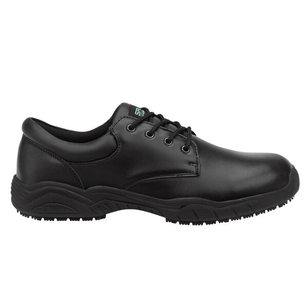 A black leather SR Max women's oxford dress shoe with laces.