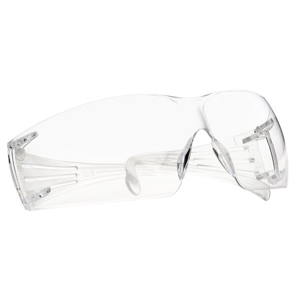 3M SecureFit clear safety glasses with clear lenses on a white background.