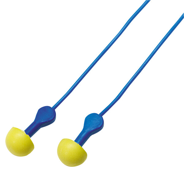 3M E-A-R EXPRESS Pod Plugs with yellow and blue cords.