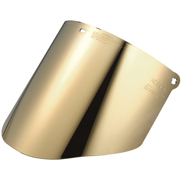 A 3M gold-coated polycarbonate faceshield with a clear window.