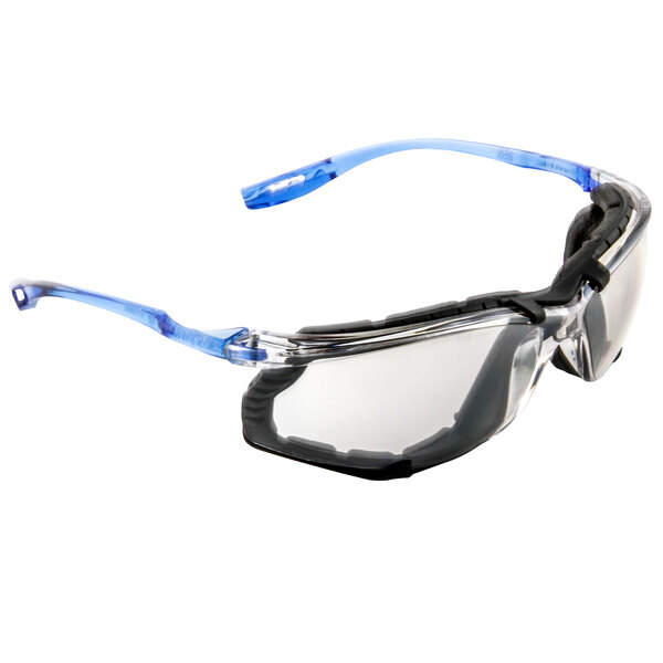 3M Virtua CCS safety glasses with blue and clear lenses and foam gasket.