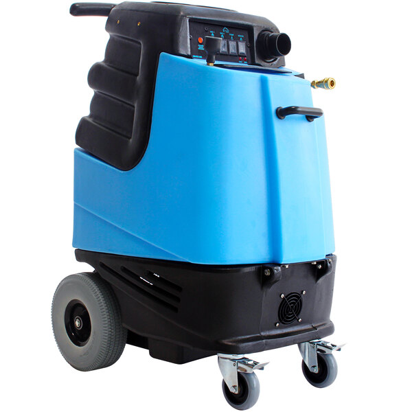 A blue and black Mytee Speedster carpet extractor.