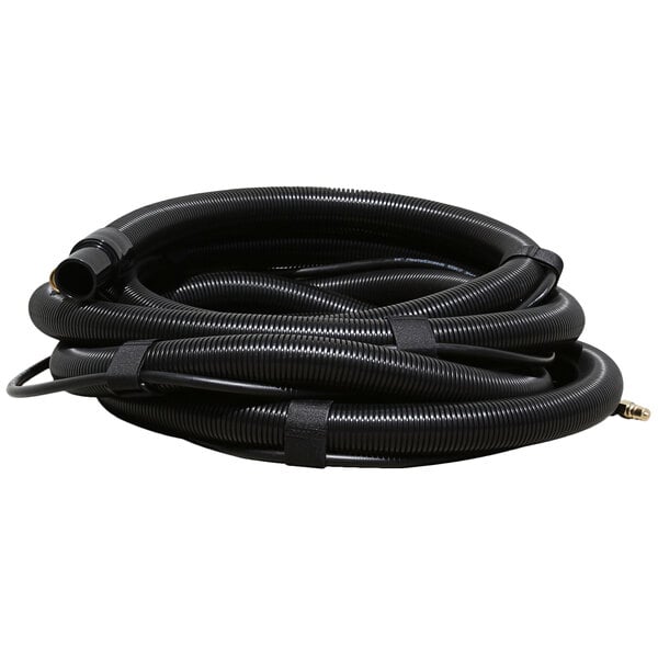 A black hose with two ends on a white background.