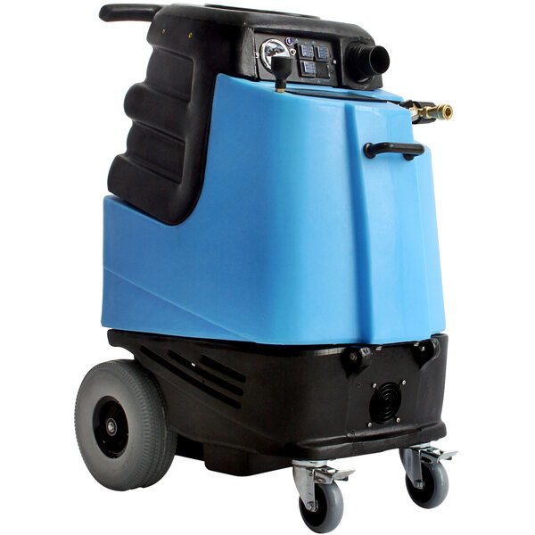 A blue and black Mytee 1005LX Speedster Deluxe carpet extractor machine.