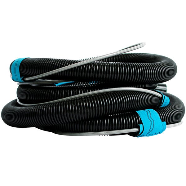 A black tube with blue rubber cuffs on the ends.