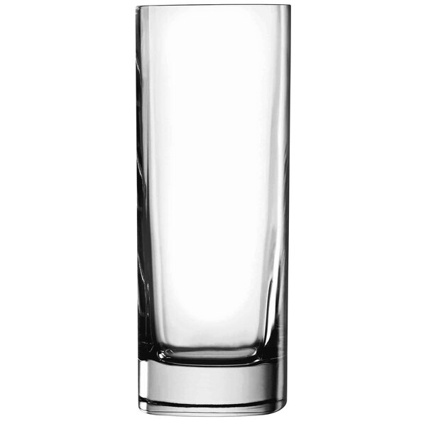A close-up of a Luigi Bormioli Strauss long drink glass.