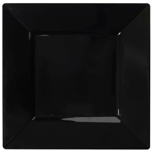 A black square Fineline Settings dinner plate with a square edge.