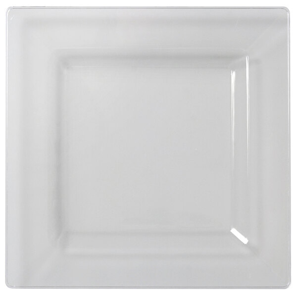 A clear square Fineline Settings salad plate with a square edge.