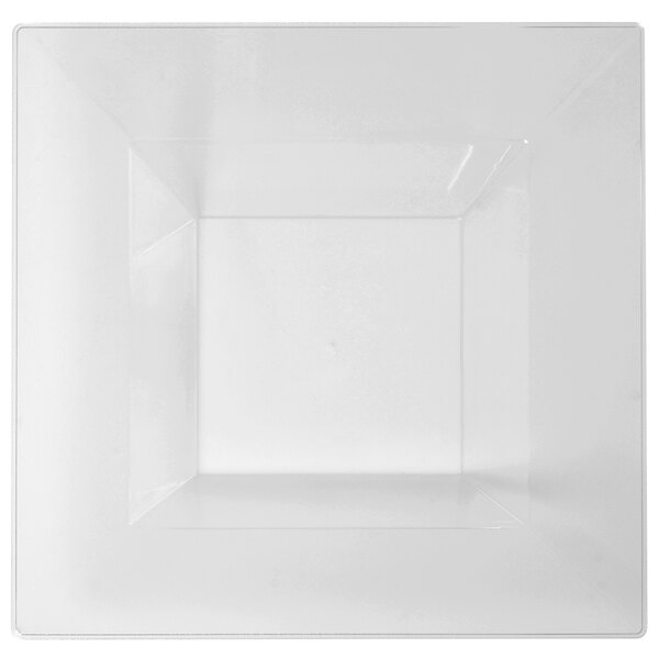 A clear square plastic bowl with a square inside.