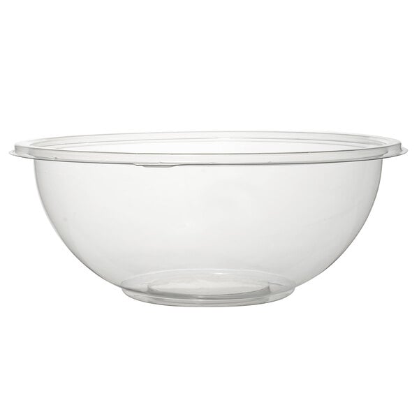 A clear plastic Fineline salad bowl with a clear rim.