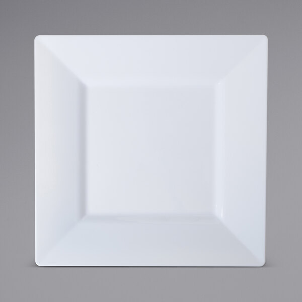 A white square Fineline Settings cocktail plate.