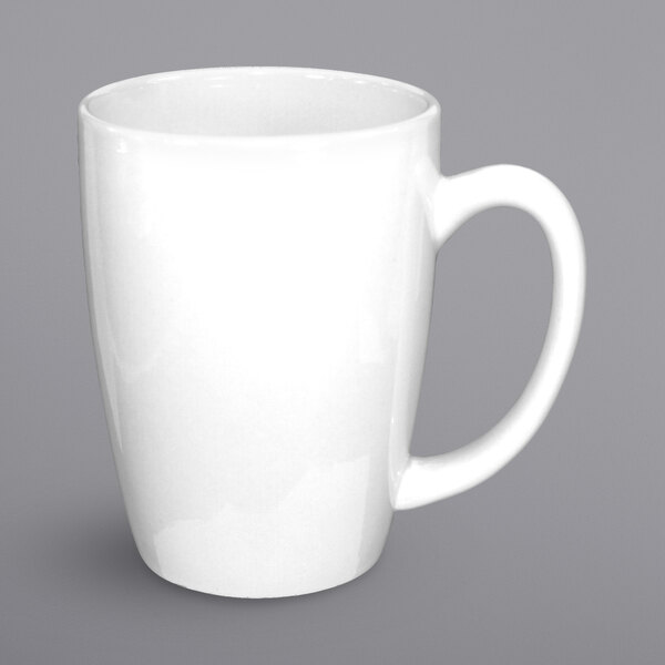 An International Tableware white porcelain mug with a handle.
