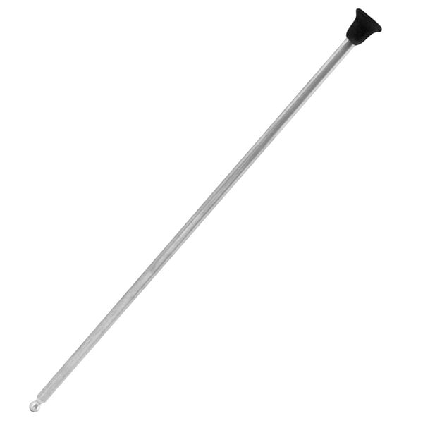A long metal pole with a black rubber tip.