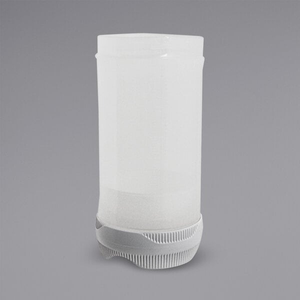A white plastic cylinder with a white cap.