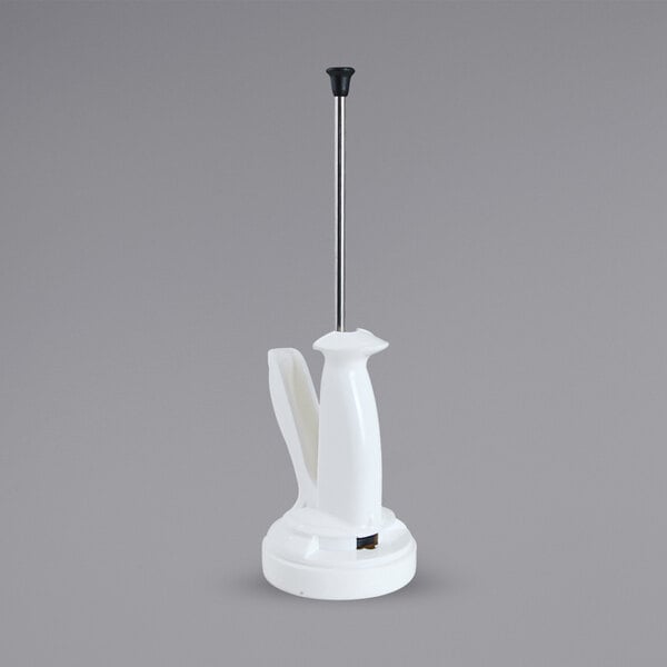 A white plastic Portion Pal Trigger with a plunger rod.