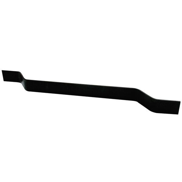 A black metal bar with a black plastic handle on a white background.