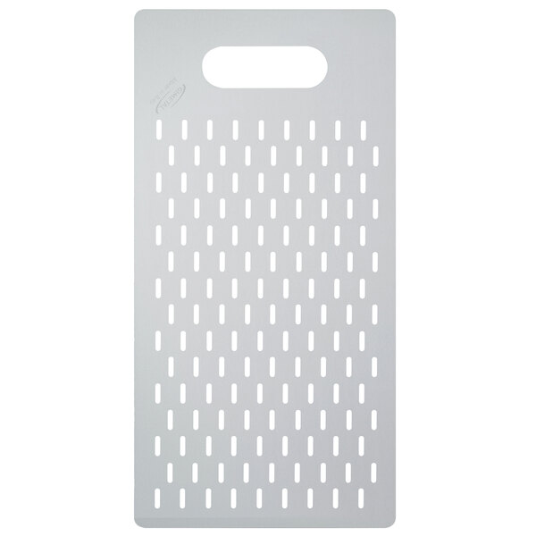 A white rectangular object with holes.