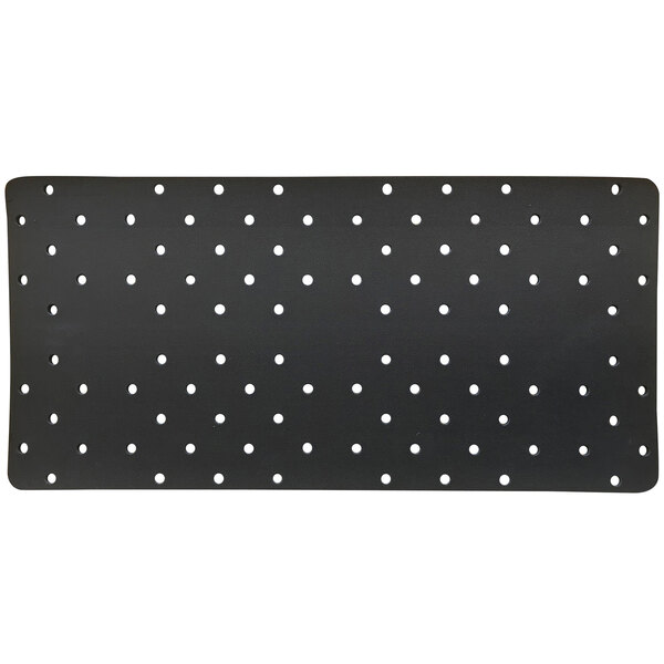 A black rectangular mat with white dots.