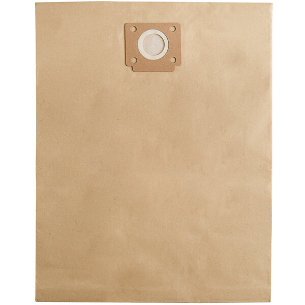 A brown paper bag with a white circle on it.
