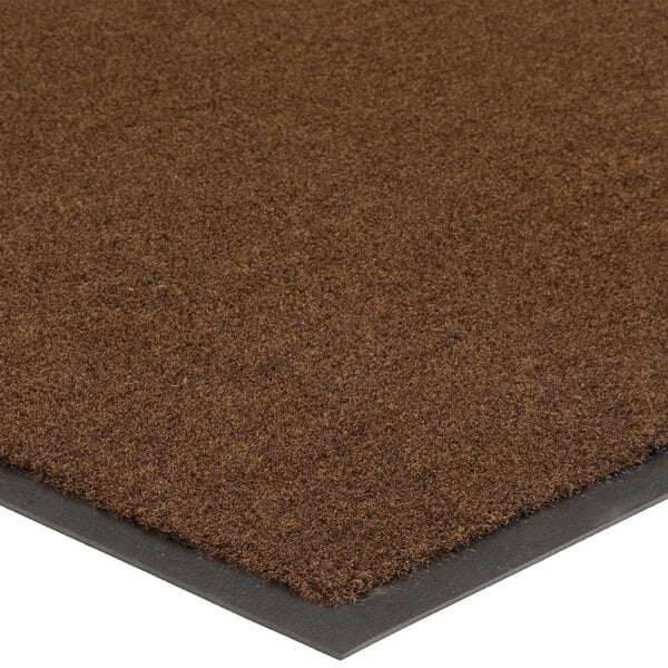 A Lavex chocolate brown entrance mat with a black border.
