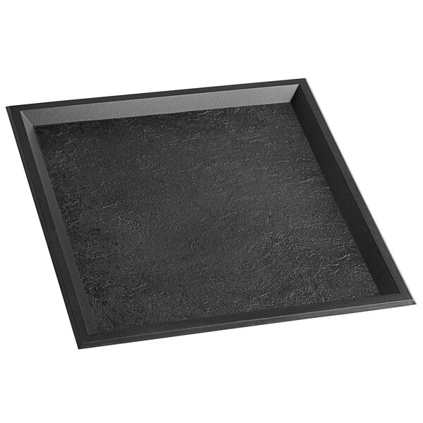 A black square Solia slate tray with a black border.