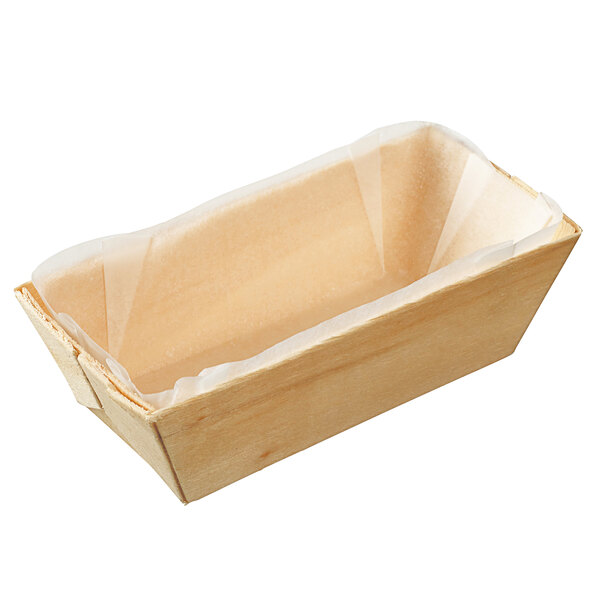 A Solia rectangular wooden punnet with a clear plastic wrap inside.