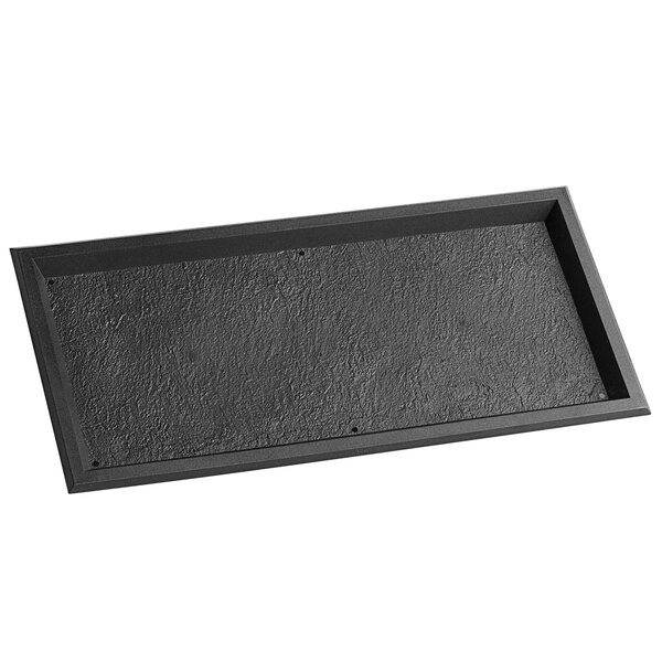 A rectangular black Solia slate tray.