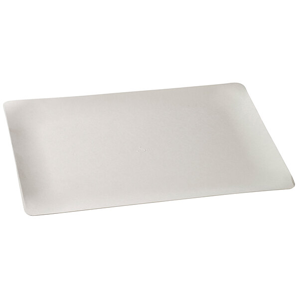 A white rectangular Solia sugarcane pulp tray with a white handle.