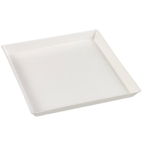 A Solia white square plate with a PLA lamination.
