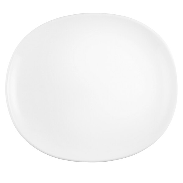 A white Chef & Sommelier oval china plate with a warm white rolled edge.