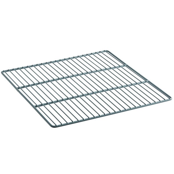 A metal shelf with a grid for an Avantco undercounter refrigerator.