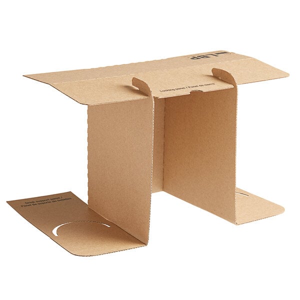 A Sabert cardboard insert with two open sides on a table.