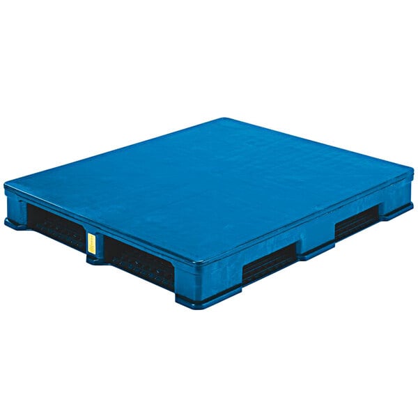 A blue plastic Lavex rackable pallet.