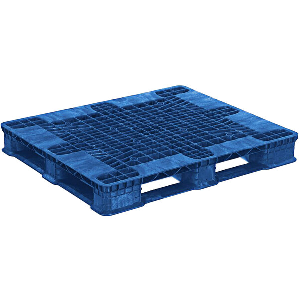 A blue plastic grid with holes.