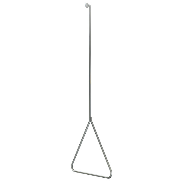 A silver metal triangle-shaped pull rod with a hook.