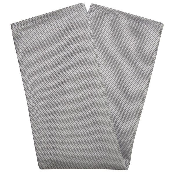 A folded grey Milan Birdseye cloth napkin with a white and black diamond pattern.
