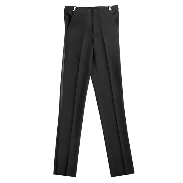 Henry Segal black tuxedo pants with adjustable waist and buttons on the side.