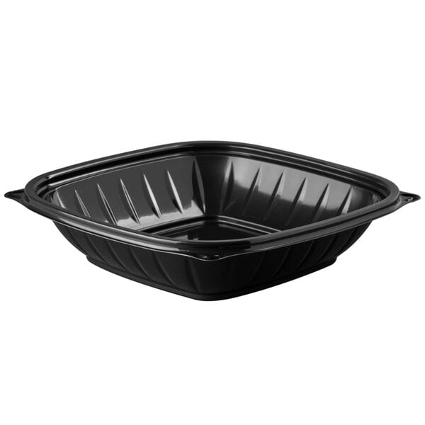 A black square Dart plastic bowl.