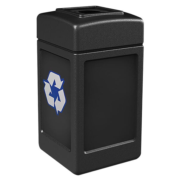 A black Commercial Zone Polytec recycling bin with a white mixed recycling slot and a white recycling symbol.