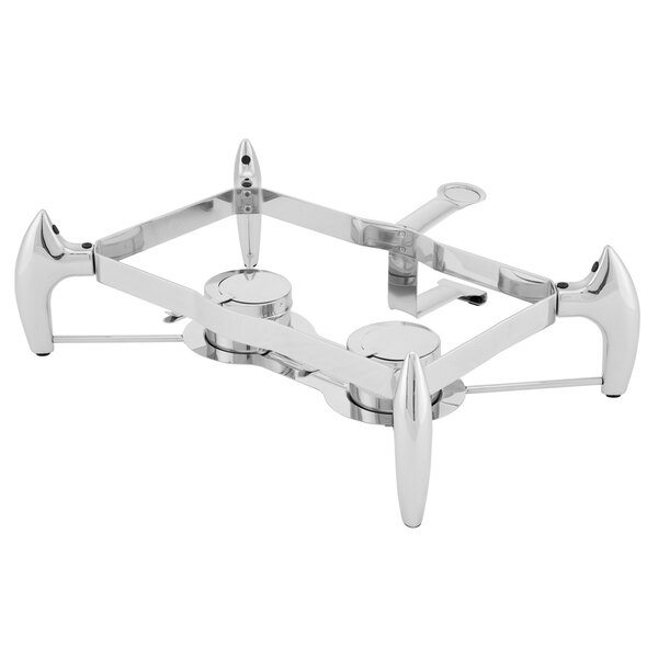 A Walco stainless steel chafer burner stand with four legs.