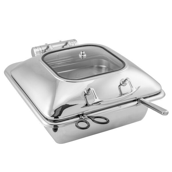 A Walco stainless steel chafing dish pan with a lid.