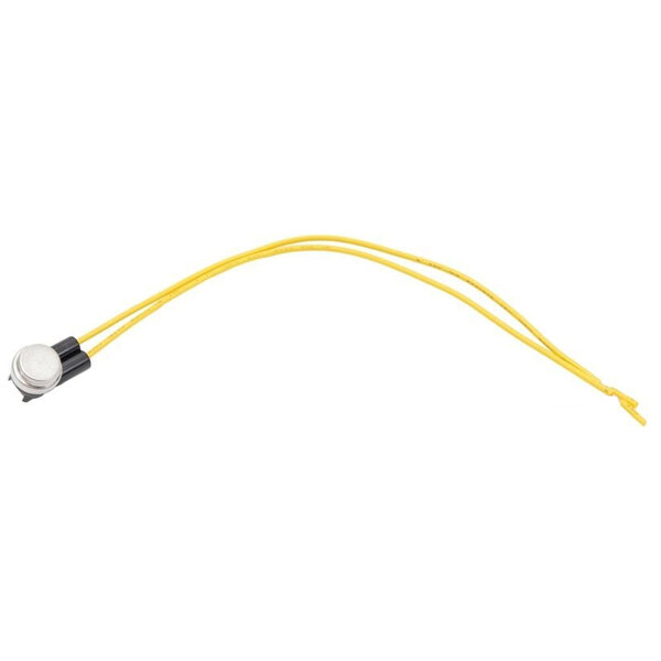 A yellow wire with a white connector attached to a white Klixon cap.