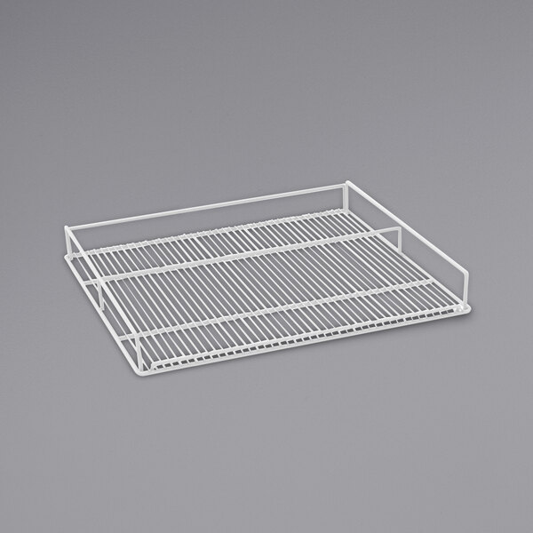 A white wire flat wine rack for Beverage-Air double section refrigerators.