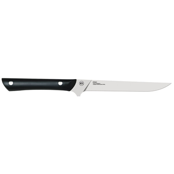 A Kai PRO flexible fillet knife with a black handle.