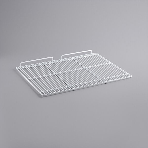 A white metal grid on a gray background.