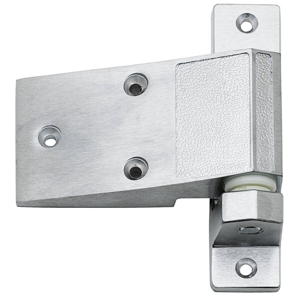 A Kason 1255 Pacesetter hinge with a brushed chrome finish.