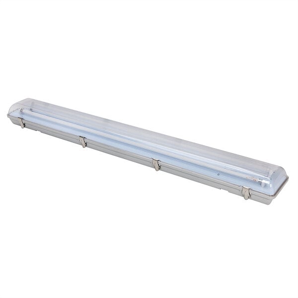 A long rectangular Kason fluorescent freezer light fixture with a white background.