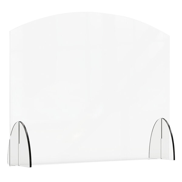 A white rectangular screen with clear acrylic corners.